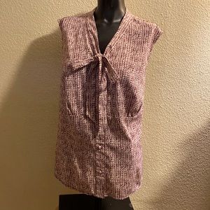 Merona Bow Tie, Cloth Covered Buttons Gathering Under Breast Blouse